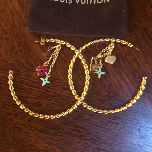 Louis Vuitton Jewelry - Louis Vuitton Gold Hoop Dangle Creole Earrings